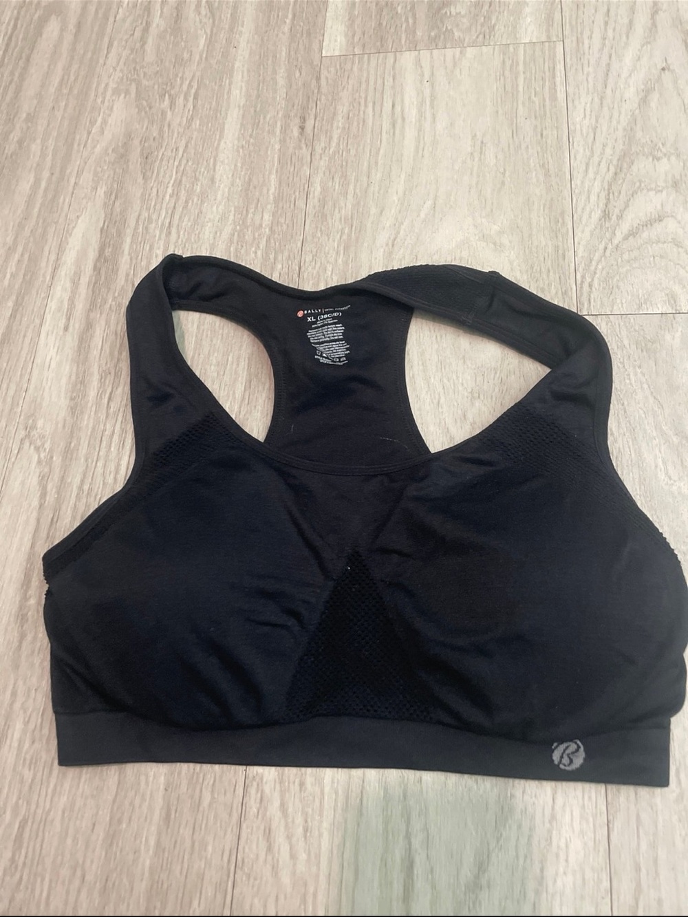 Bally Black Racerback Sports Bra with Mesh Panel